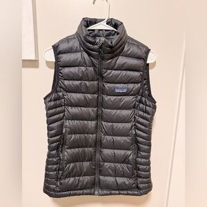 Patagonia Black Quilted Down Vest with Logo Patch